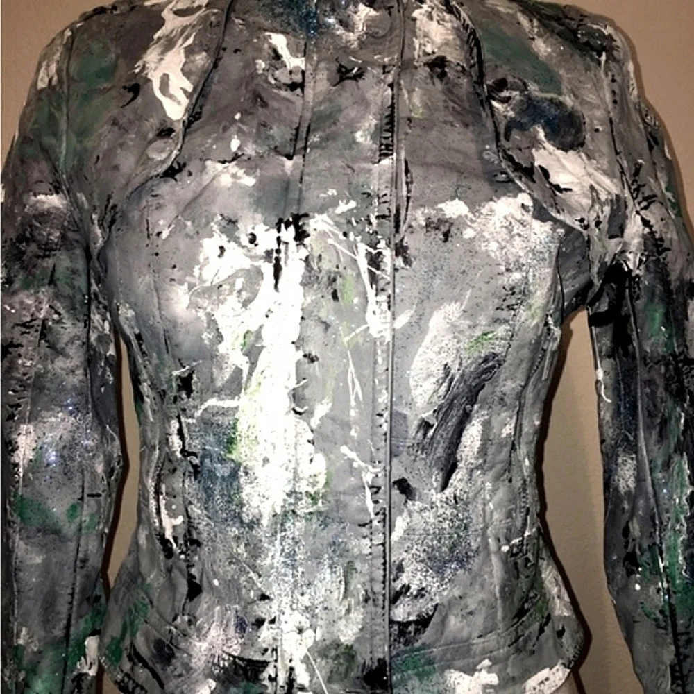 Painted Cropped Jacket Abstract 